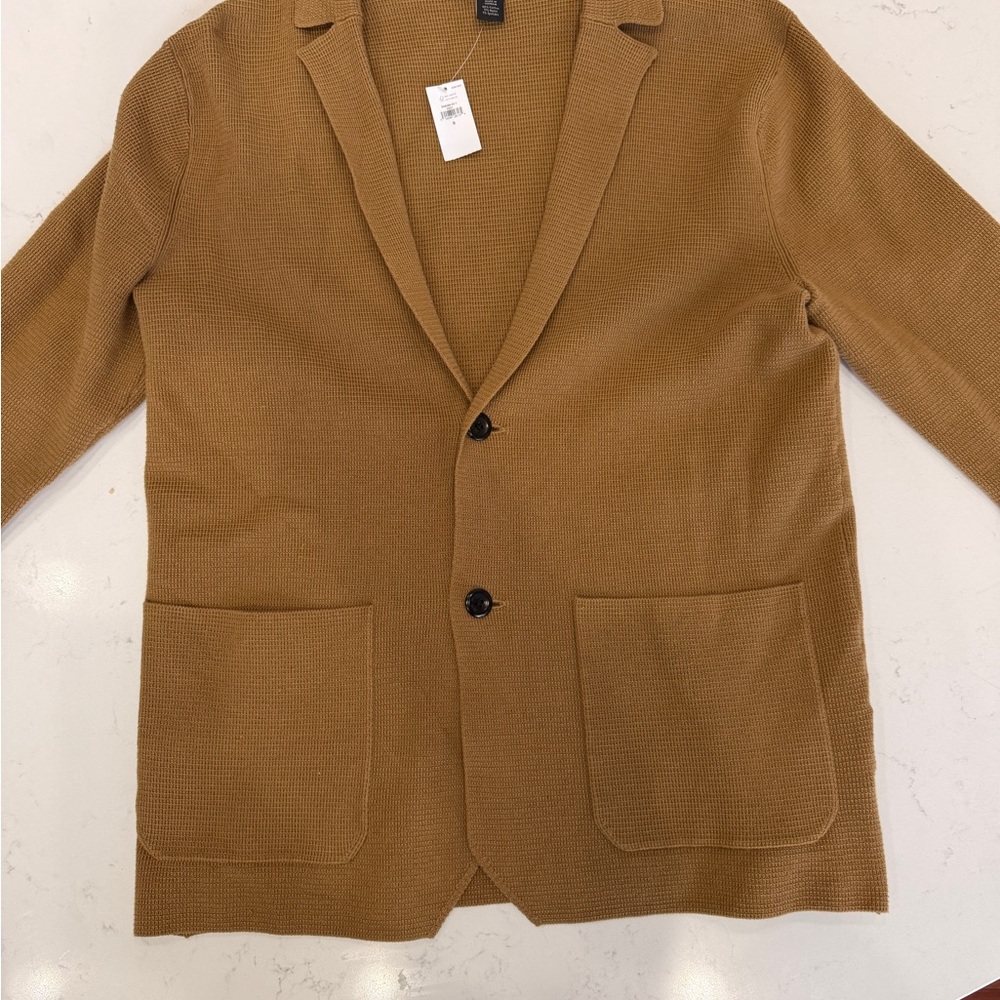 Brown Knit Cotton Blazer with Pockets